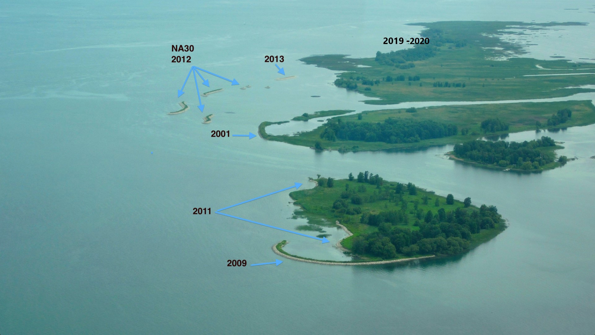 Date des travaux d'aménagement pour la protection des Îles-de-la-Paix